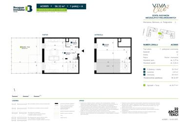 Rzut - Mieszkanie na sprzedaż 1 pokój o powierzchni 58,32 m² - numer AC0005 w Viva Cité 2