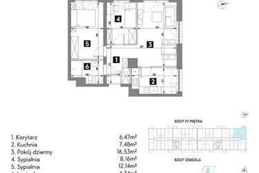 Rzut - Mieszkanie na sprzedaż 3 pokoje o powierzchni 55,13 m² - numer A2/4/8 w Metr Kwadrat