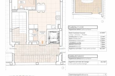 Rzut - Mieszkanie na sprzedaż 1 pokój o powierzchni 53,3 m² - numer 2 w Mieszkania w Hondón de las Nieves - 33400272