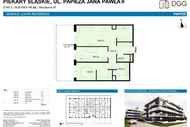 Rzut - Mieszkanie na sprzedaż 3 pokoje o powierzchni 68,9 m² - numer A2.5 w Luxor Residence