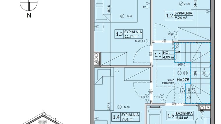Rzut - Dom na sprzedaż 4 pokoje o powierzchni 85,17 m² - numer 14A w Arkady Walendów etap 3 i 4