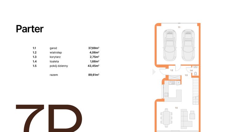 Rzut - Dom na sprzedaż 5 pokoi o powierzchni 176,44 m² - numer 7D w BIEGASA