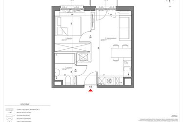 Rzut - Mieszkanie na sprzedaż 2 pokoje o powierzchni 30,48 m² - numer D/076/M w City Vibe