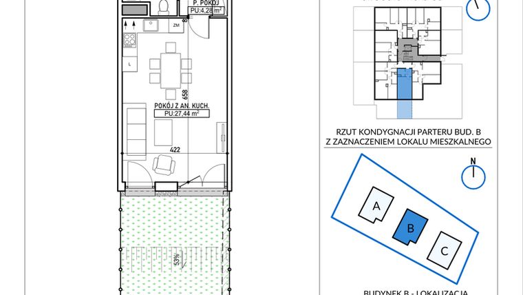 Rzut - Mieszkanie na sprzedaż 1 pokój o powierzchni 36 m² - numer 5A-2 w Jodłowicka 5
