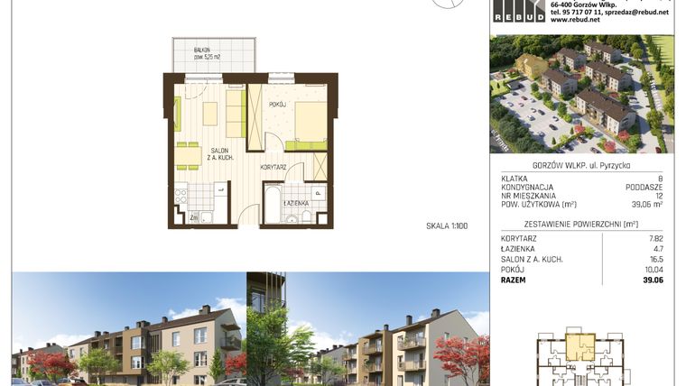 Rzut - Mieszkanie na sprzedaż 2 pokoje o powierzchni 39,06 m² - numer B3-K8-P2-M12 w Stargardzka