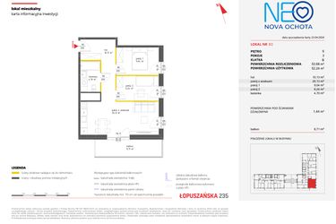 Rzut - Mieszkanie na sprzedaż 3 pokoje o powierzchni 53,68 m² - numer 83 w Neo Nova Ochota