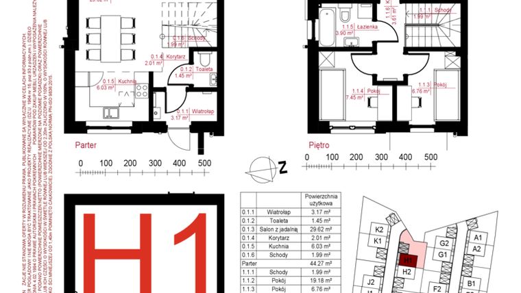 Rzut - Dom na sprzedaż 4 pokoje o powierzchni 134,7 m² - numer H1 w Gostyńska Invest II
