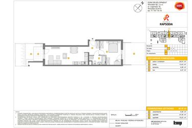 Rzut - Mieszkanie na sprzedaż 2 pokoje o powierzchni 46,19 m² - numer A.44 w Osiedle Rapsodia