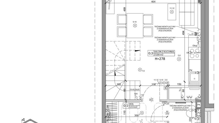 Rzut - Dom na sprzedaż 3 pokoje o powierzchni 68,29 m² - numer 1B w Osiedle Słoneczne