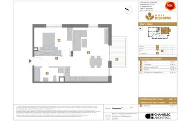Rzut - Mieszkanie na sprzedaż 2 pokoje o powierzchni 52,01 m² - numer C.7 w Wille Biskupin
