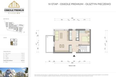 Rzut - Mieszkanie na sprzedaż 2 pokoje o powierzchni 46,7 m² - numer B2.2 w Osiedle Premium etap IV