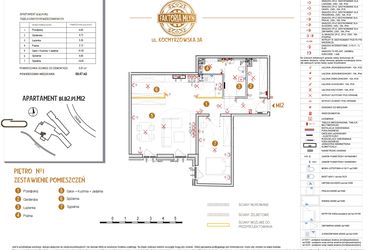 Rzut - Mieszkanie na sprzedaż 2 pokoje o powierzchni 69,47 m² - numer B1.B2.P1.M12 w Faktoria Młyn