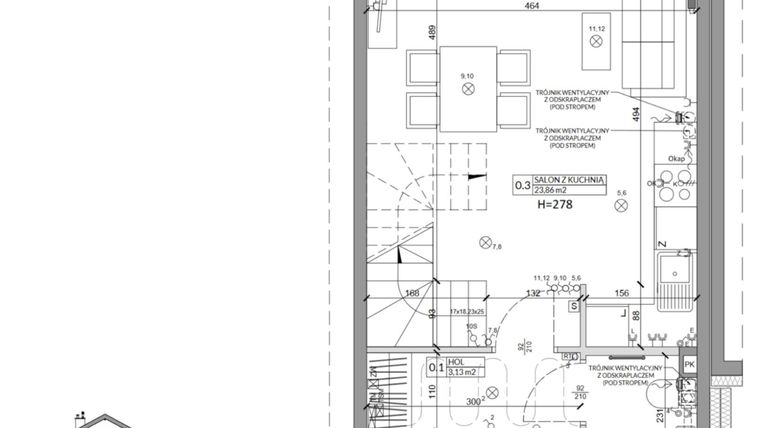 Rzut - Dom na sprzedaż 3 pokoje o powierzchni 68,42 m² - numer 1B w Osiedle Słoneczne