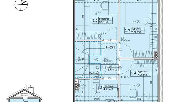 Rzut - Dom na sprzedaż 5 pokoi o powierzchni 72,7 m² - numer 12B w Osiedle Stokrotki etap 2