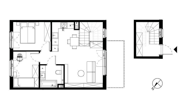 Rzut - Mieszkanie na sprzedaż 3 pokoje o powierzchni 49,31 m² - numer 22.2 w Komfortia IV