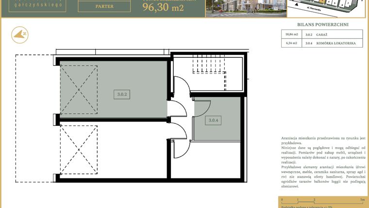 Rzut - Mieszkanie na sprzedaż 5 pokoi o powierzchni 94,01 m² - numer M6 w Apartamenty Gałczyńskiego