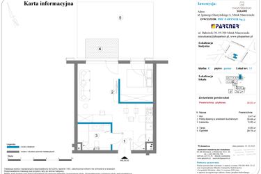 Rzut - Mieszkanie na sprzedaż 1 pokój o powierzchni 38 m² - numer 11 w Daszyńskiego Square etap 2