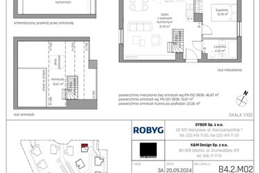 Rzut - Mieszkanie na sprzedaż 3 pokoje o powierzchni 57,54 m² - numer B4.2M02 w ROSA Residence etap II
