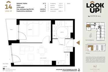 Rzut - Mieszkanie na sprzedaż 2 pokoje o powierzchni 40,29 m² - numer A.14 w Look Up House
