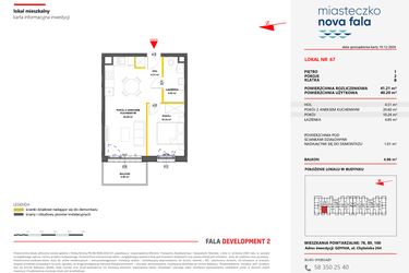 Rzut - Mieszkanie na sprzedaż 2 pokoje o powierzchni 41,21 m² - numer 67 w Miasteczko Nova Fala