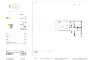Rzut - Mieszkanie na sprzedaż 3 pokoje o powierzchni 97,21 m² - numer G_1 w Warmiński Port etap V