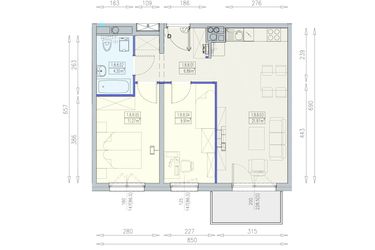 Rzut - Mieszkanie na sprzedaż 3 pokoje o powierzchni 54,24 m² - numer K1 1/8/8/3a w Południk 17 - budynek K1