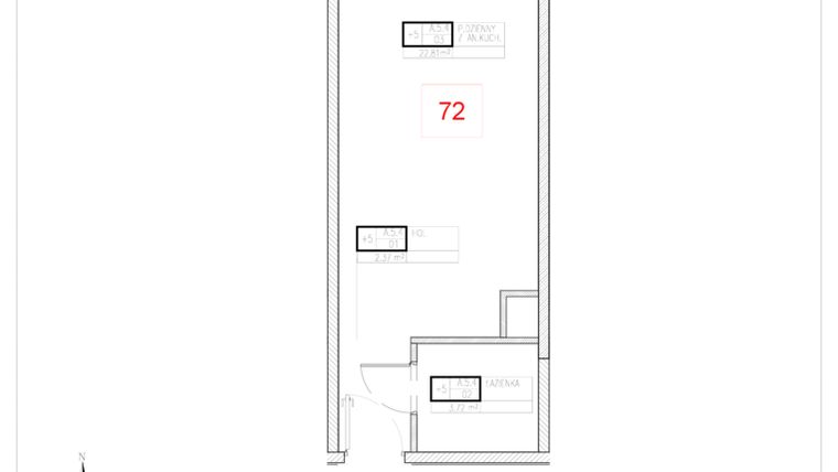 Rzut - Mieszkanie na sprzedaż 1 pokój o powierzchni 28,9 m² - numer A5-4 w Rezydencja Ogród Saski etap I i II