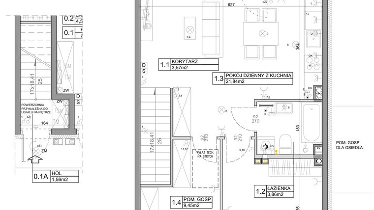 Rzut - Mieszkanie na sprzedaż 3 pokoje o powierzchni 58,82 m² - numer 96 w Manufaktura Marki 2 etap IV