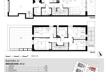 Rzut - Dom na sprzedaż 5 pokoi o powierzchni 127,69 m² - numer A1.2 w Ville Przy Białej