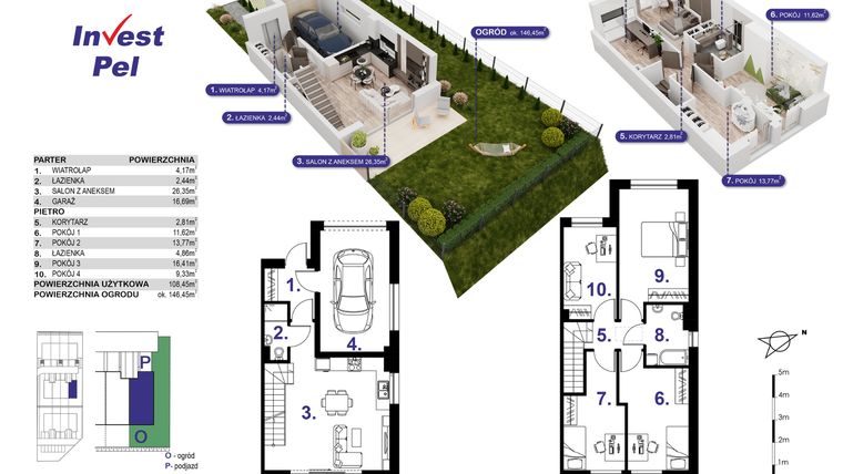 Rzut - Dom na sprzedaż 5 pokoi o powierzchni 117,27 m² - numer 4A w Villa Park Gdańsk etap III