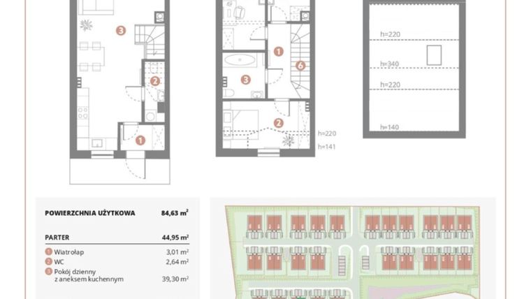Rzut - Dom na sprzedaż 4 pokoje o powierzchni 84,63 m² - numer 3A w Bursztynova Polana