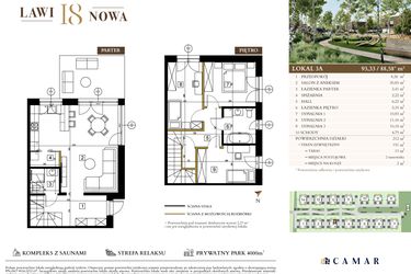 Rzut - Mieszkanie na sprzedaż 4 pokoje o powierzchni 88,58 m² - numer 3A w Lawinowa 18