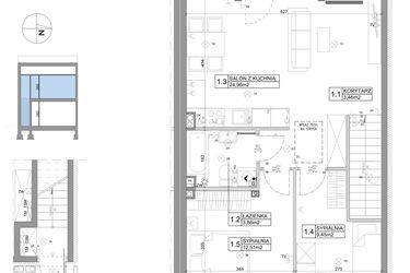 Rzut - Mieszkanie na sprzedaż 3 pokoje o powierzchni 61,95 m² - numer 62 w Boska Ksawerowska IV