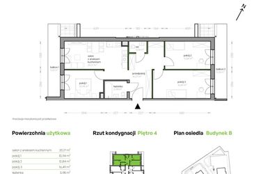 Rzut - Mieszkanie na sprzedaż 4 pokoje o powierzchni 84,17 m² - numer B/5.3 w Ujeścisko Vita