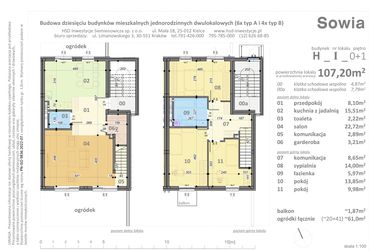 Rzut - Mieszkanie na sprzedaż 5 pokoi o powierzchni 107,2 m² - numer H1 w Sowia