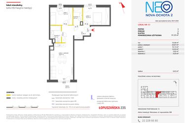 Rzut - Mieszkanie na sprzedaż 3 pokoje o powierzchni 61,24 m² - numer 60 w Neo Nova Ochota 2