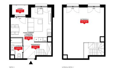 Rzut - Mieszkanie na sprzedaż 1 pokój o powierzchni 66,55 m² - numer A1 147 w 29L