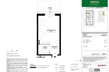 Rzut - Mieszkanie na sprzedaż 1 pokój o powierzchni 30,29 m² - numer 6A-02 w Nowa Północ etap 2A