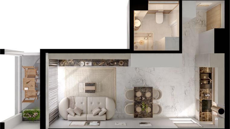 Rzut - Mieszkanie na sprzedaż 1 pokój o powierzchni 31,23 m² - numer A8/3/57 w GEMINI G-7