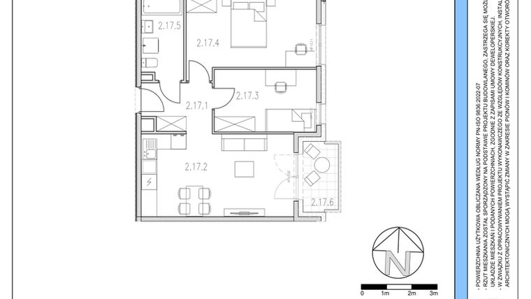 Rzut - Mieszkanie na sprzedaż 3 pokoje o powierzchni 54,74 m² - numer 17 w Osiedle Solne etap II