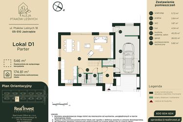 Rzut - Dom na sprzedaż 5 pokoi o powierzchni 175,47 m² - numer D1 w Aleja Ptaków Leśnych