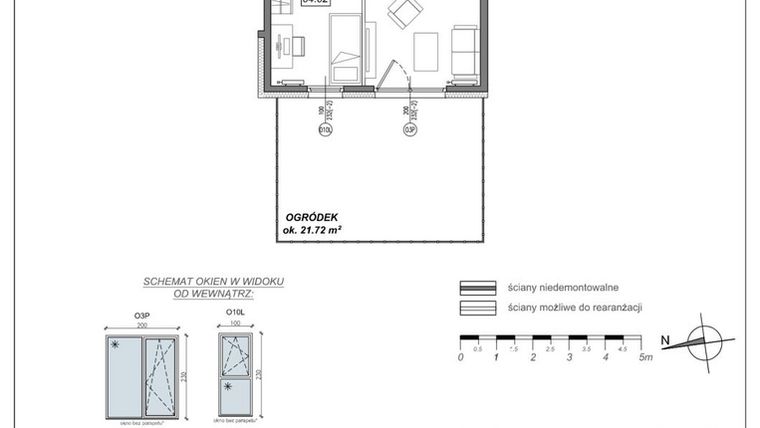 Rzut - Mieszkanie na sprzedaż 2 pokoje o powierzchni 33,21 m² - numer 7.A.04 w Urzeka bud. 6 i 7