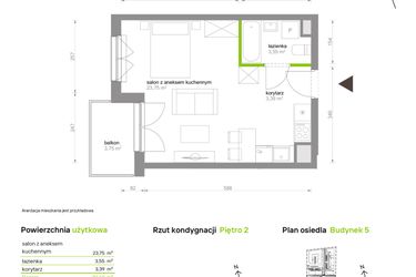 Rzut - Mieszkanie na sprzedaż 1 pokój o powierzchni 30,69 m² - numer C5.2C80 w Bemowo Vita