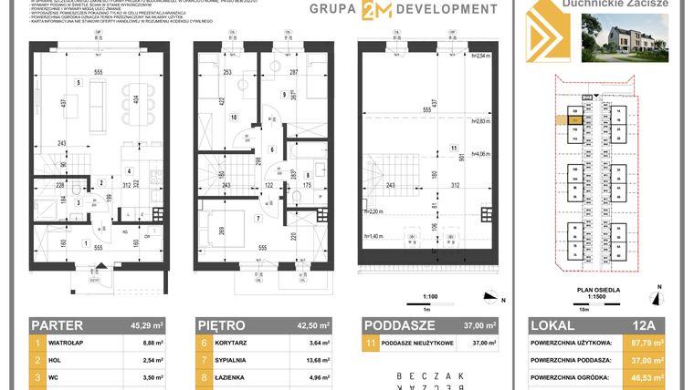Rzut - Dom na sprzedaż 5 pokoi o powierzchni 87,79 m² - numer 12A w Duchnickie Zacisze