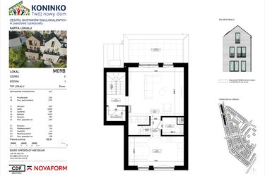 Rzut - Mieszkanie na sprzedaż 4 pokoje o powierzchni 89,07 m² - numer 9.B w Osiedle Koninko