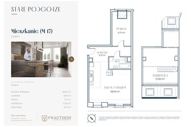 Rzut - Mieszkanie na sprzedaż 3 pokoje o powierzchni 72,36 m² - numer M.17 w Stare Podgórze