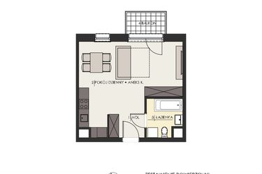 Rzut - Mieszkanie na sprzedaż 1 pokój o powierzchni 34,3 m² - numer 43 w Osiedle Platinum III