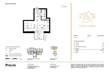 Rzut - Mieszkanie na sprzedaż 1 pokój o powierzchni 29,7 m² - numer 23B/4 w Izera Park
