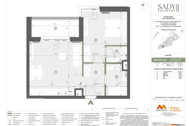Rzut - Mieszkanie na sprzedaż 2 pokoje o powierzchni 49,6 m² - numer F2.D.00.02 w Sady Żoliborz II