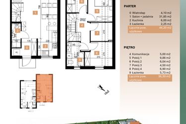 Rzut - Dom na sprzedaż 3 pokoje o powierzchni 80,5 m² - numer 11/1 w Osiedle Leśne Bulwary